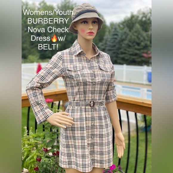 Burberry Nova Check BELTED Button Down Shirt Dress🔥NEW🔥Womens SM/Youth XL (12) - Picture 17 of 17